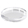 Clear round washing cup base, a shallow drip tray with a raised rim