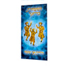 Royal Blue Dancing Men sukkah panel with three gold dancing chassidim and gold Hebrew lettering on blue