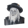Lucite block portrait of the Satmar Rebbe Reb Yoel in a black hat with long white beard