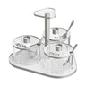 Silver version of the Seder dish set, raised Hebrew titles on each clear dish