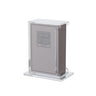 Silver-tone zemiros set with grey covers standing in the lucite swivel holder