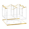 Swivel Wave cutlery holder, clear four-compartment caddy with gold wavy top edge and gold base