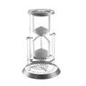 Silver version of the turning hourglass with silver sand and base