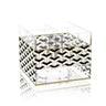 Urban Deco swivel cutlery holder, four clear compartments over a black and white geometric wrap