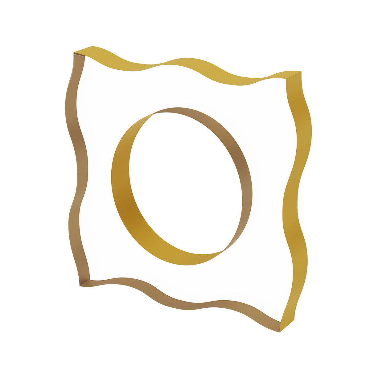 Gold Wave napkin ring with wavy square outline, front view