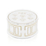 Woven Leather tiered kearah in gold, labelled simanim lid over a round tier with doors