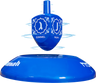 Blue dreidel hovering above a round blue base