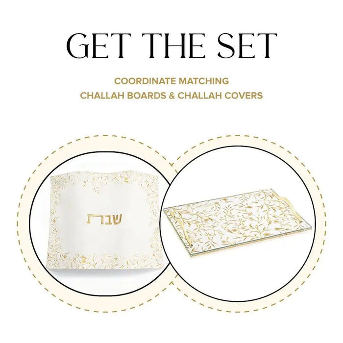 Floral Bird Challah Board & Cover Set — lucite | Judaica Square Lakewood