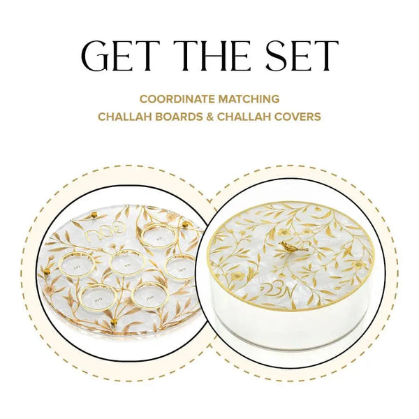 Floral Bird Seder Plate & Matzah Box Set — Seder Plate | Judaica Square Lakewood