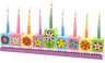 Pastel hand-painted resin Chanukah menorah with colorful flower designs
