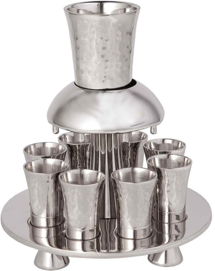 Hammered Metal Kiddush Fountain- Silver (EM-FNH2)