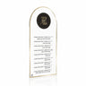 Frosted Lucite Rosh Hashanah simanim card with arched top and Yehi Ratzon text