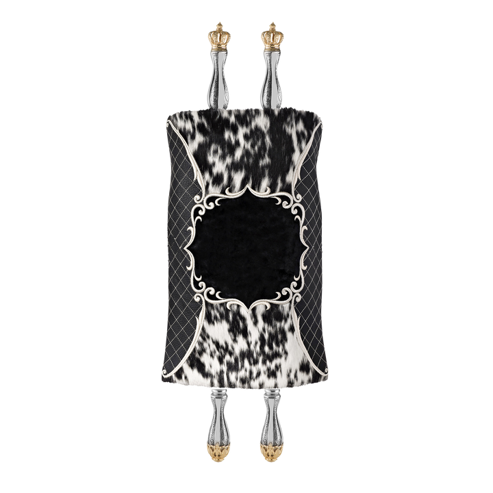 Fur and Leather Torah Mantle - style #368 - Black