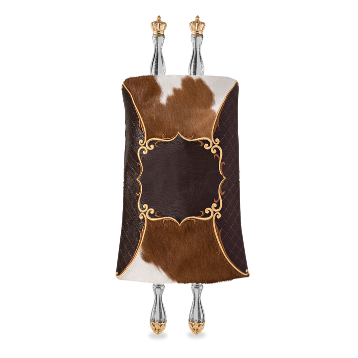 Fur and Leather Torah Mantle - style #368 - Brown