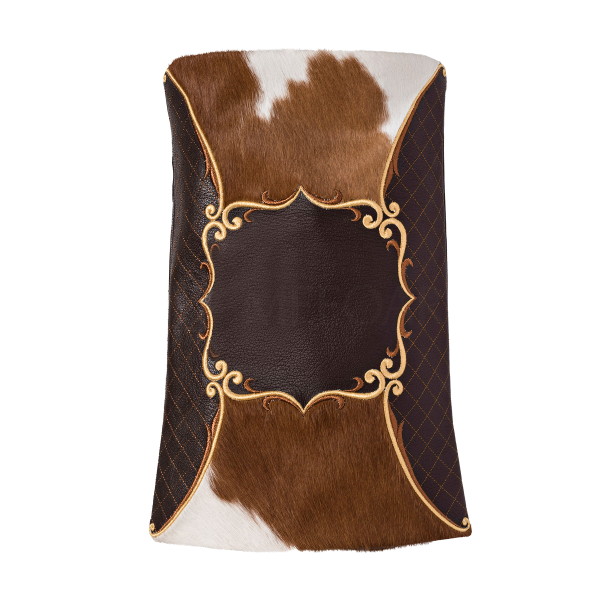 Fur and Leather Torah Mantle, style 368, Brown — front view