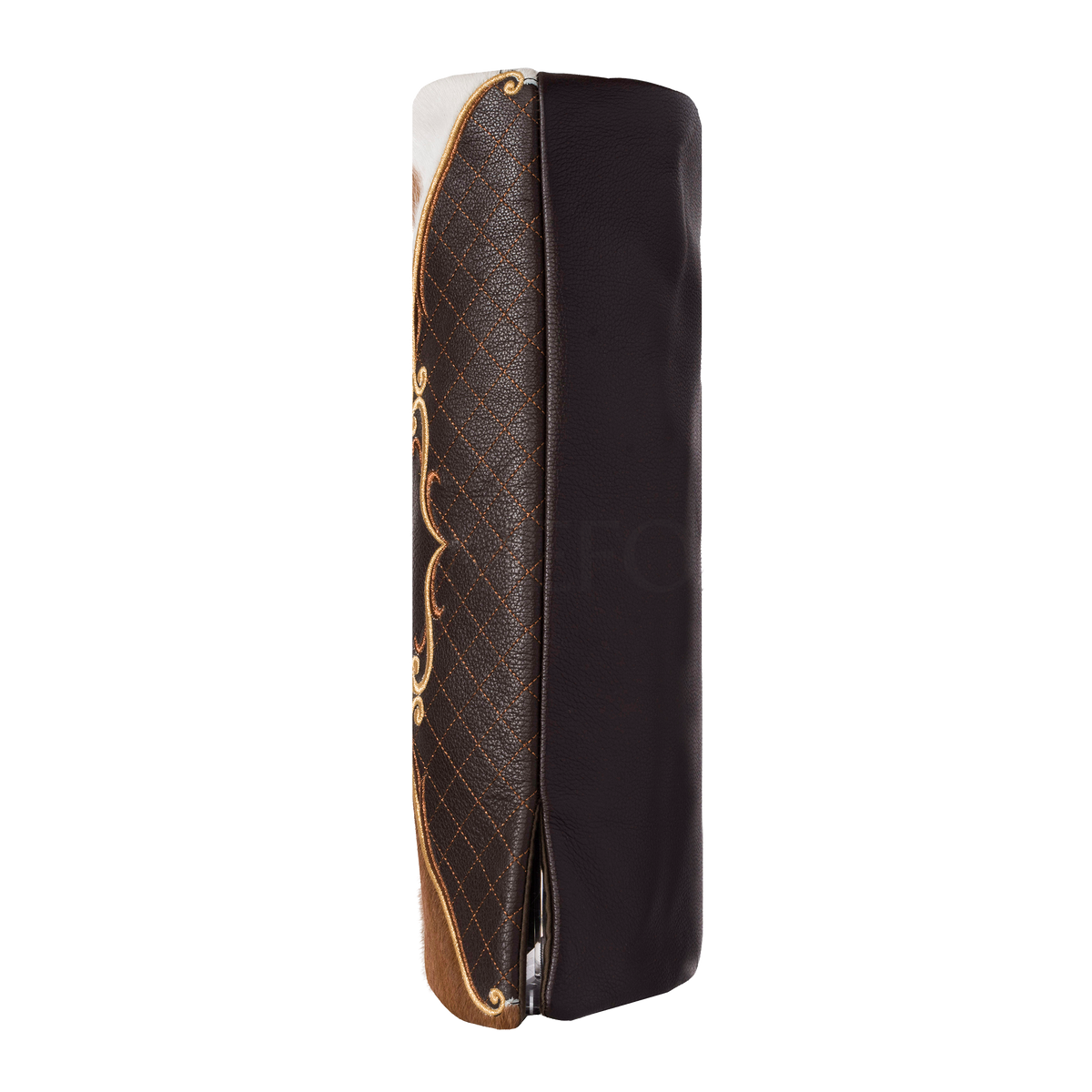 Fur and Leather Torah Mantle, style 368, Brown — side view