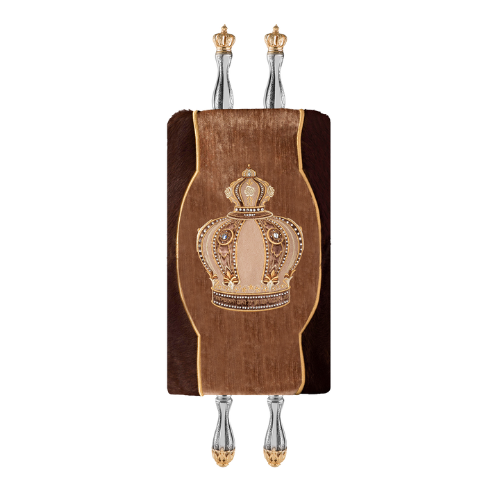 Fur and Velvet Torah Mantle - style #821 - Brown
