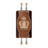 Fur and Velvet Torah Mantle, style 821, Brown — front view with Torah rollers