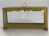 Gold frame glass menorah house with a ring handle