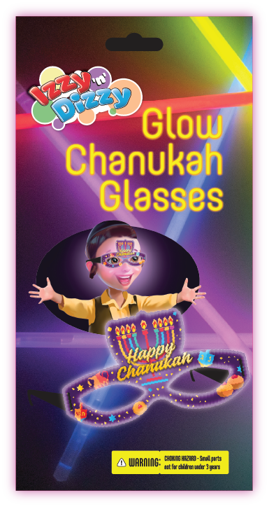 Glowing novelty eyeglass-style frames for a Chanukah party