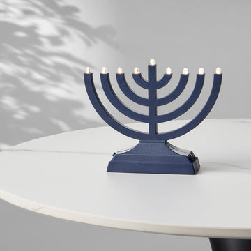 Rite Lite Go Menorah Portable Electric Menorah, Incandescent Bulbs, Matte Navy, Battery or USB