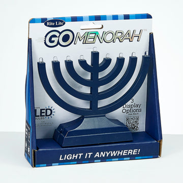 Rite Lite Go Menorah, Light It Anywhere, Navy, 6 x 5 Inch