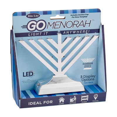 Rite Lite Rambam Style Go Menorah, Silver, 6 x 5 Inch