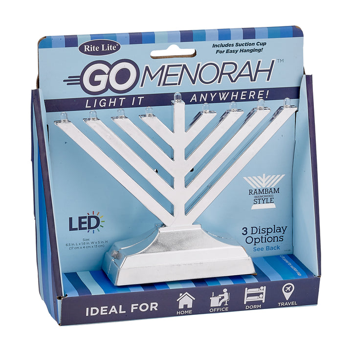 Rite Lite Rambam Style Go Menorah, Silver, 6 x 5 Inch