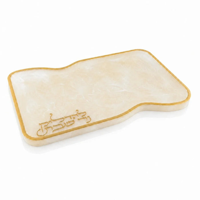 Gold-trim curved marbled resin Hadlokas Neiros candle-lighting tray