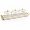 Waterdale Marbleized 3-Bowl Dip Server — Gold or Silver | Judaica Square Lakewood