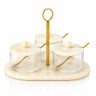Waterdale Rotating 3-Bowl Dip Server — Gold or Silver | Judaica Square Lakewood