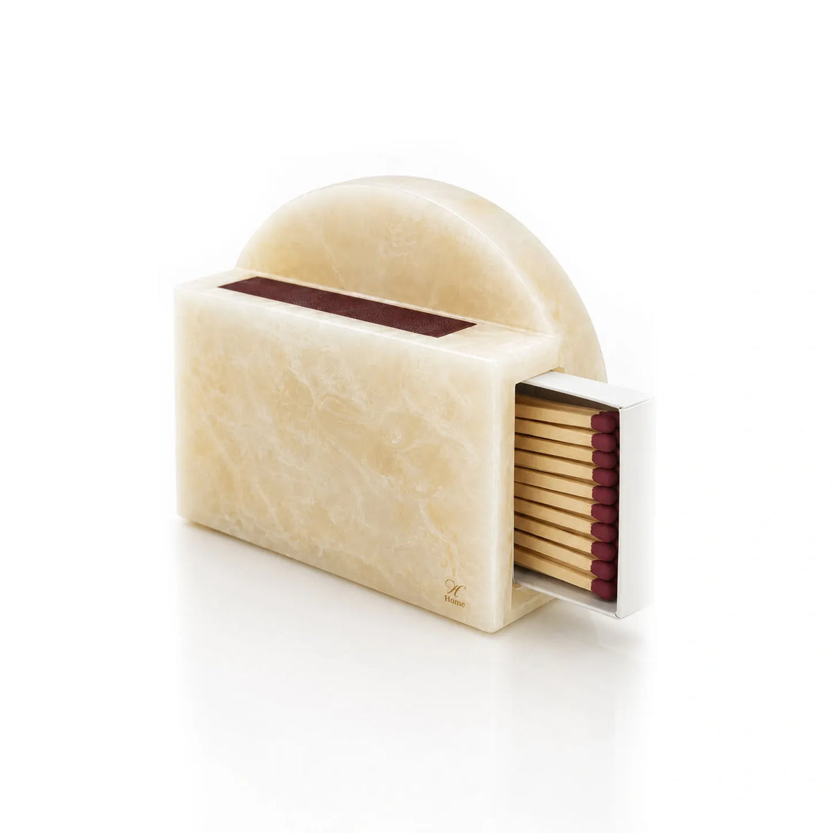Top view of gold resin Shabbos matchbox holder showing striker surface