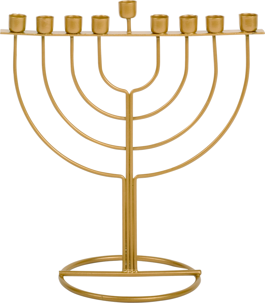 Gold Wireframe Chanukah Menorah, 7.5 x 7.75 Inch