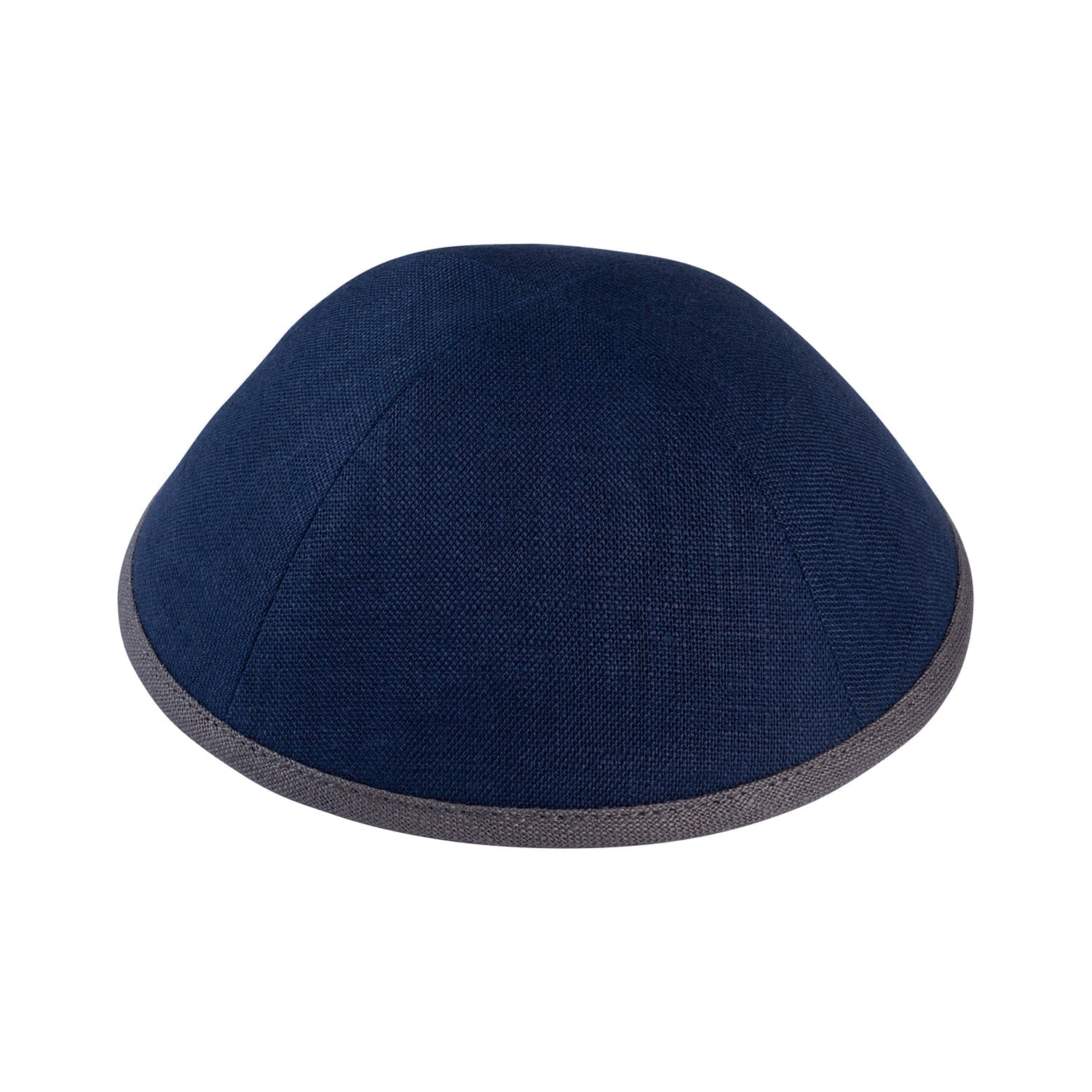 Navy Linen Kippah - top view by iKippah