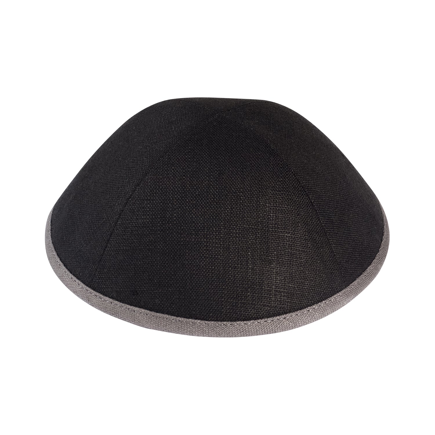 Black Linen Kippah - top view by iKippah