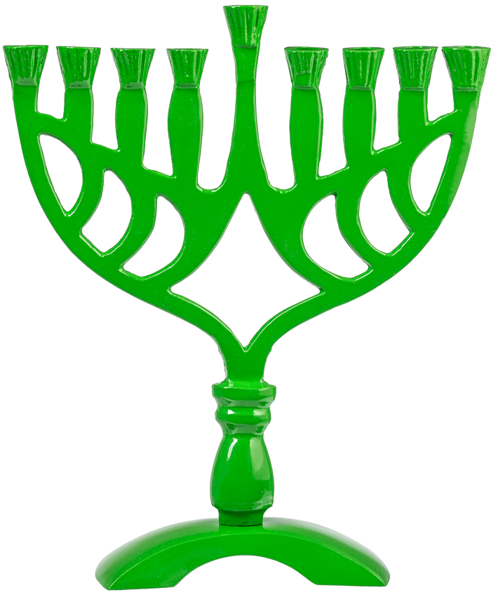 Green 7.5-inch Chanukah candle menorah with curved branches