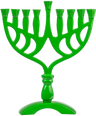 Green 7.5-inch Chanukah candle menorah with curved branches