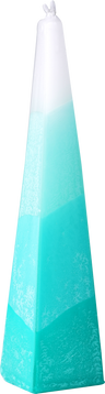 Green sculpted pyramid Havdalah candle with wick at the apex
