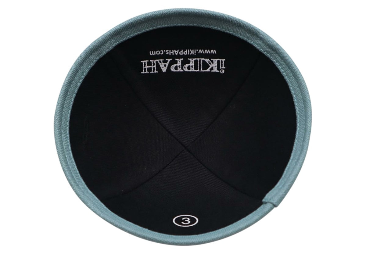 Close-up of Black Linen Kippah rim trim detail