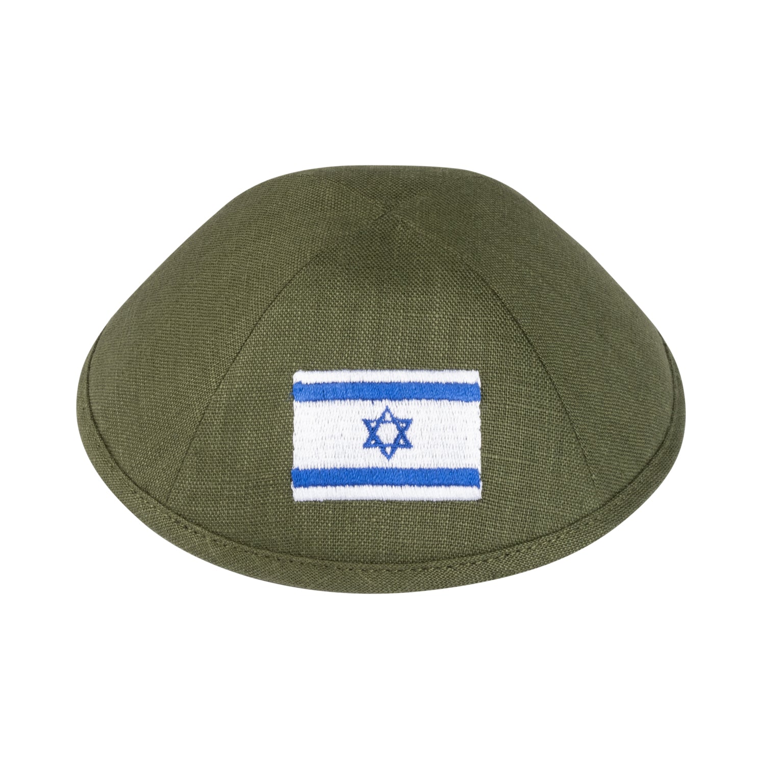 Close-up of Yarmulka Kippah Israeli flag accent detail