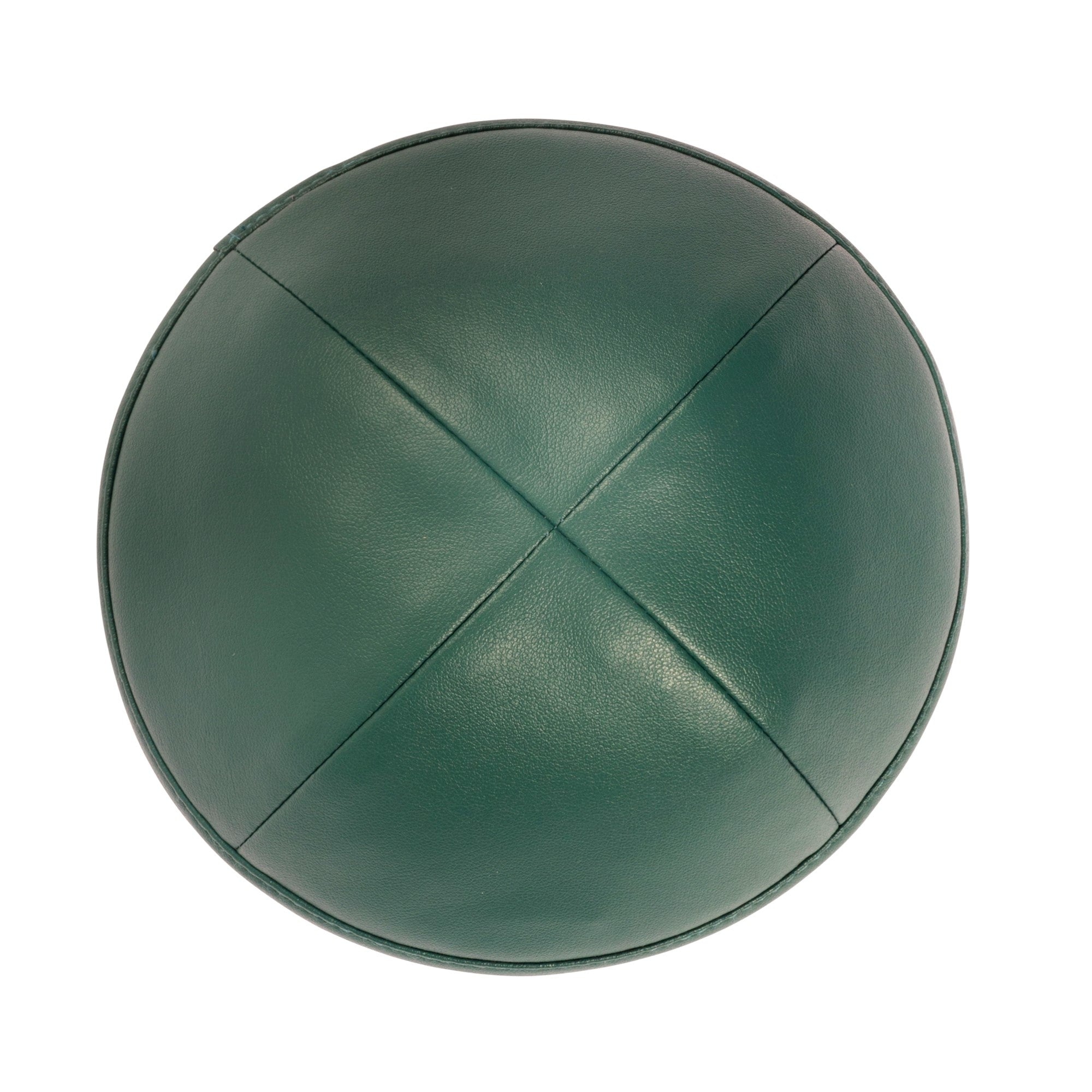 Green Leather Kippah - side view showing six-panel design