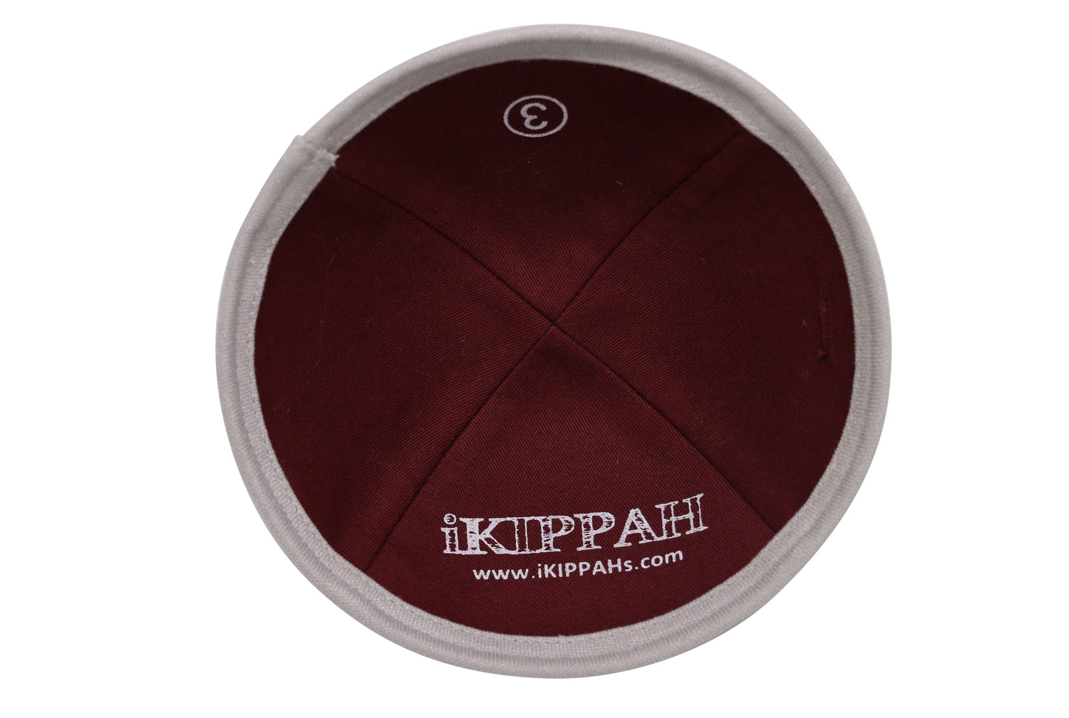 Close-up of Gray Burlap Kippah rim trim detail