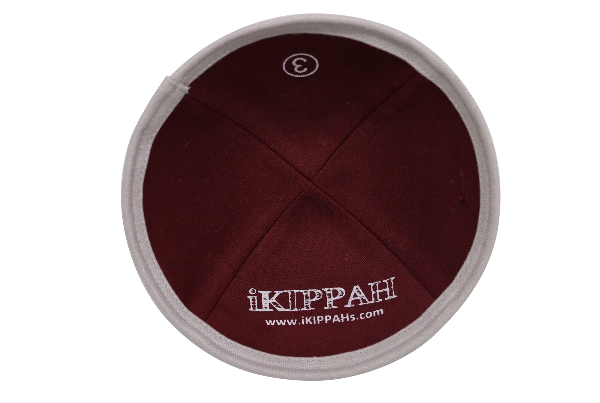 Close-up of Gray Burlap Kippah rim trim detail