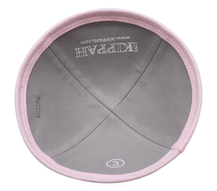 Close-up of Pink Linen Kippah rim trim detail