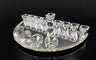 Clear crystal menorah cups on a half circle mirror base with round crystal accents