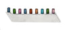 Low hammered steel menorah with nine colored holders