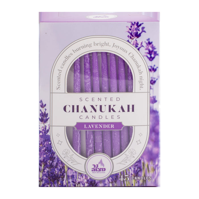 Scented Lavender Hanukkah Candles, 45 Pack, box view