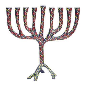 Hanukkah Menorah, Pomegranates or Layers, 12.8 in, front view