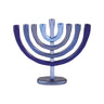 Hanukkah Menorah, Anodized Aluminum, Shades of Blue, front view