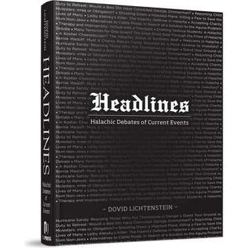 Headlines front cover — Dovid Lichtenstein, hardcover, published by Menucha Publishers